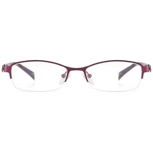 Women’s Vintage Semi-Rimless Eyeglasses – Oval Metal Half-Rim Frame for Prescription Lenses