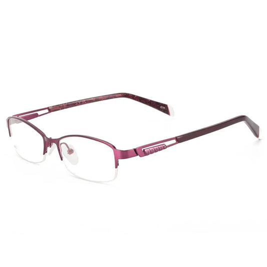 Women’s Vintage Semi-Rimless Eyeglasses – Oval Metal Half-Rim Frame for Prescription Lenses