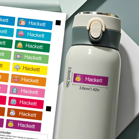 Colorful Custom Name Tag Stickers – Waterproof Personalized Labels for Kids, School, Office & Bottles