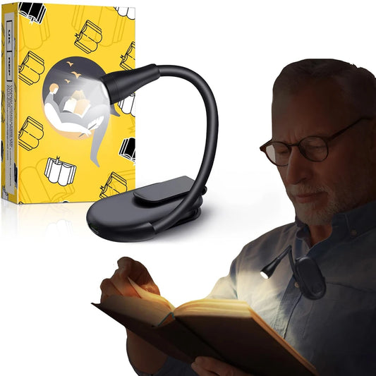 New Mini LED Book Light – Rechargeable Eye Protection Reading Lamp with 3-Color Modes & 360° Flip