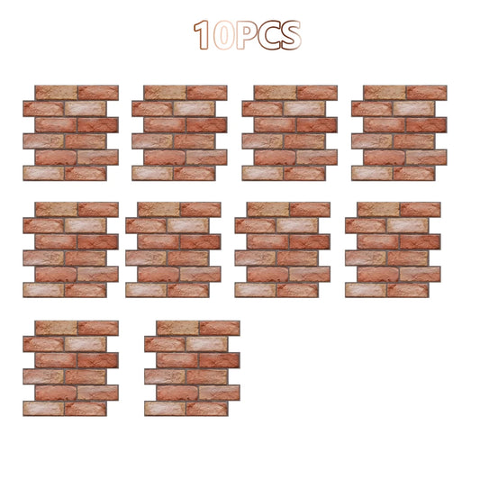 10Pcs 3D Wall Panels – Self-Adhesive Waterproof Peel & Stick Subway Tile Brick Stickers