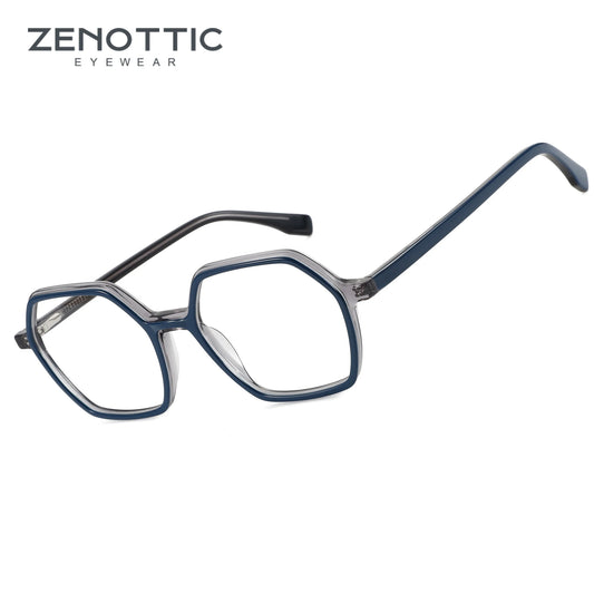 ZENOTTIC 2025 Hexagon Optical Glasses – Retro Acetate Eyewear with Clear Non-Prescription Lenses