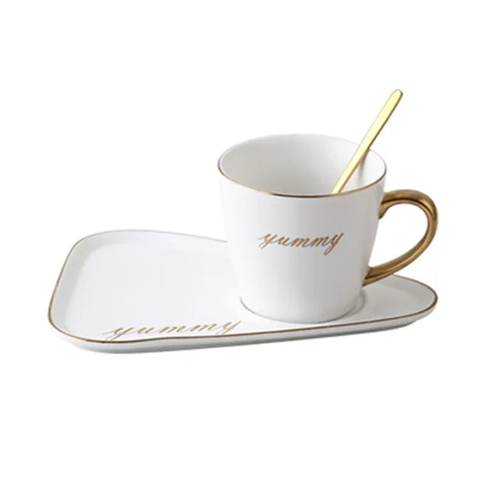 Cup With Spoon – European Luxurious Ceramic Coffee Cup and Saucer Set