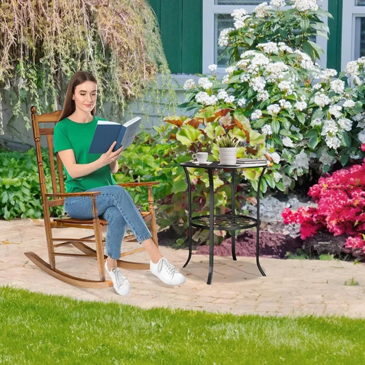 Solid Wood Outdoor Rocking Chair – High Back Reclining Rocker for Deck, Garden & Backyard