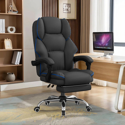 Executive High Back Office Chair – Ergonomic Leather Desk Chair with Footrest & Swivel Base