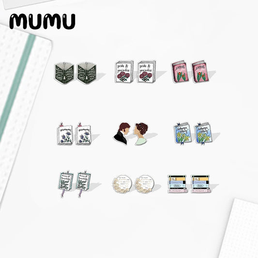 2025 Jane Austen Book Quote Acrylic Stud Earrings – Resin Epoxy Jewelry for Fans
