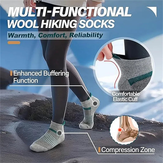6 Pairs Merino Wool Ankle Running & Hiking Socks – Breathable, Cushioned, Compression Support for Women & Men