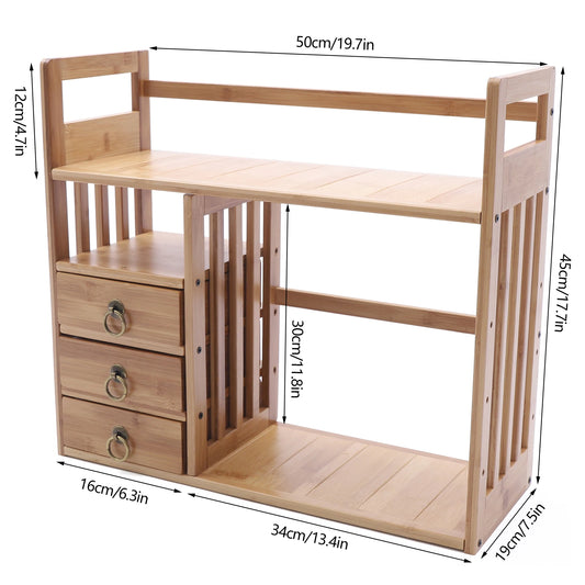 Natural Wood Storage Rack – Tabletop Display Shelf & Desk Organizer