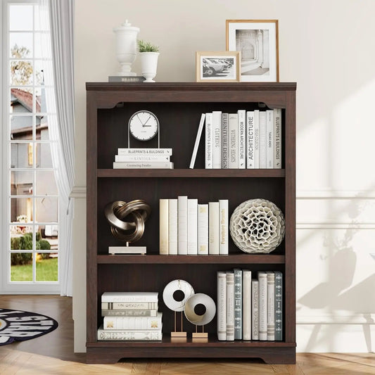 3-Tier Wooden Bookshelf – 31.5" Wide Freestanding Bookcase for Study or Living Room