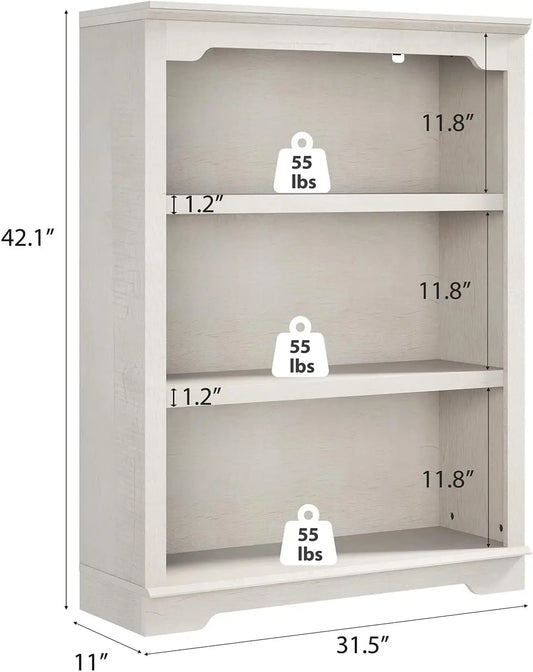 3-Tier Wooden Bookshelf – 31.5" Wide Freestanding Bookcase for Study or Living Room
