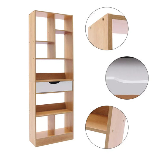 Wood Storage Organizer Bookcase – 8-Shelf Cube Bookshelf for Home & Office