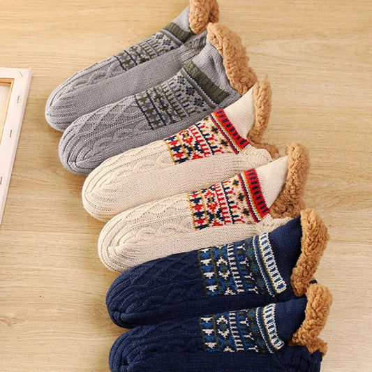 1 Pair Warm Winter Non-Slip Floor Socks – Soft Indoor Slipper Socks for Women & Men