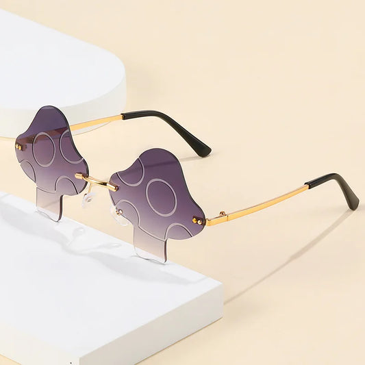 Irregular Mushroom-Shaped Sunglasses – Retro Rimless Party Eyewear for Men & Women