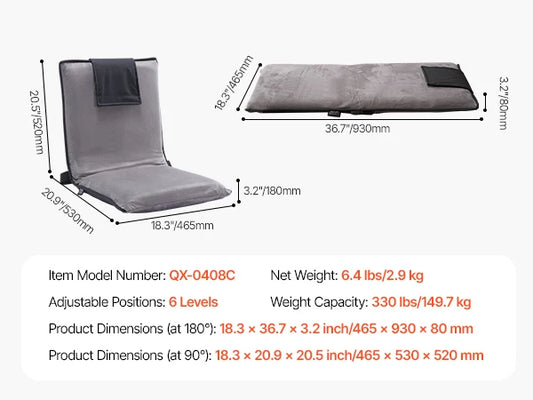 SucceBuy Floor Chair – Recycled Foam Folding Sofa Chair with Back Support