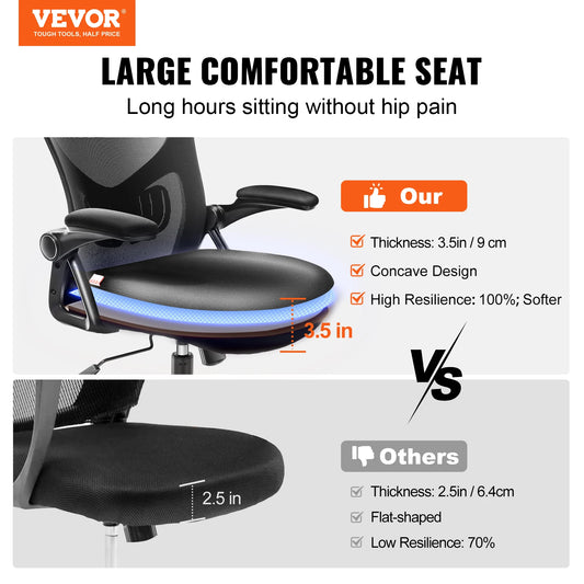 VEVOR Ergonomic Office Chair – Mesh Seat with Sliding Function & Adjustable Lumbar Support