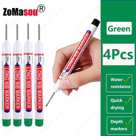 1–100pcs Deep Hole Long Head Marker Pens – 2cm Waterproof Ink for Woodworking & Metal