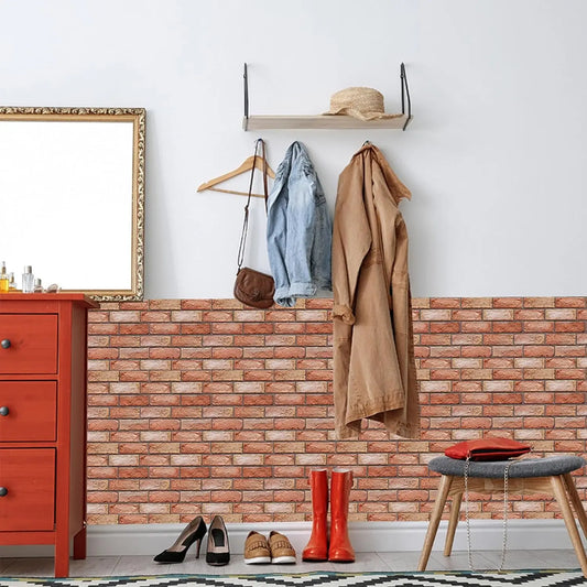 10Pcs 3D Wall Panels – Self-Adhesive Waterproof Peel & Stick Subway Tile Brick Stickers