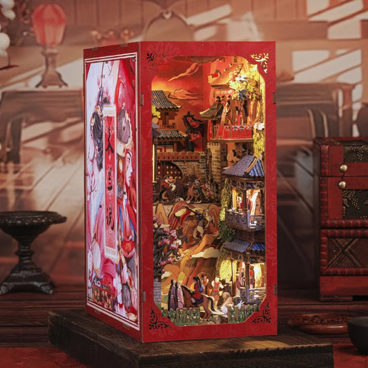 CUTEBEE DIY Book Nook – The Legend of Mulan Chinese-Style Miniature Dollhouse with Light & Dust Cover